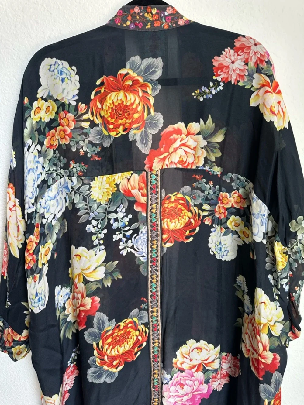 JOHNNY WAS Jazzy Kimono-Style Printed Jacket Size 1X floral embroidered
